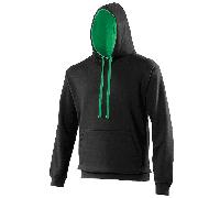 AWDis Just Hoods JH003 Varsity Hoodie Jet Black/Kelly Green L Size: L, L