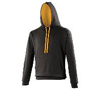 AWDis Men's Varsity Hoodie, Multicoloured (Jet Black/Orange Crush), Large