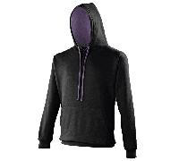 AWDis Just Hoods JH003 Varsity Hoodie Jet Black/Purple XS Size: XS, Co XS