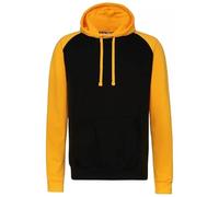AWDis Just Hoods JH009 Unisex Baseball Hoodie - Jet Black/Gold - M
