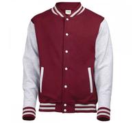 AWDis Just Hoods JH043 Varsity Jacket Burgundy/Heather Grey M Size: M, M