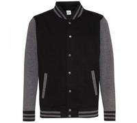 AWDis Just Hoods JH043 Varsity Jacket Jet Black/Charcoal 2XL Size: 2XL 2XL