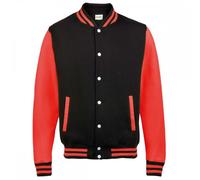 AWDis Just Hoods JH043 Varsity Jacket Jet Black/Fire Red M Size: M, Co M