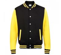 AWDis Just Hoods JH043 Varsity Jacket Jet Black/Sun Yellow 3XL Size: 3 3XL