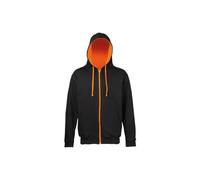 AWDis Just Hoods JH053 Varsity Zoodie Jet Black/Orange Crush L Size: L L
