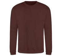 Awdis Just Hoods Sweatshirt Chocolate Fudge Brownie Crew Neck Fitted Cotton