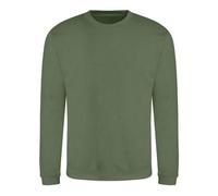 Awdis Just Hoods Sweatshirt Earthy Green Crew Neck Fitted Cotton Polyester