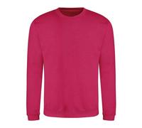 Awdis Just Hoods Sweatshirt Hot Pink Crew Neck Fitted Cotton Polyester Unisex