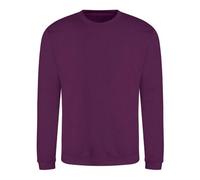 Awdis Just Hoods Sweatshirt Plum Crew Neck Fitted Soft Cotton Polyester