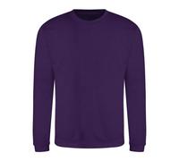 Awdis Just Hoods Sweatshirt Purple Crew Neck Fitted Soft Cotton Polyester