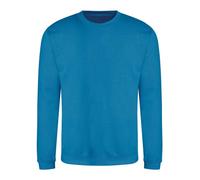 Awdis Just Hoods Sweatshirt Sapphire Blue Crew Neck Fitted Cotton Polyester