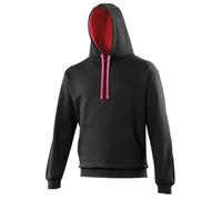 Awdis Just Hoods Varsity Hoodie Black Pink Contrast Cotton Blend Casual Wear