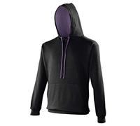 Awdis Just Hoods Varsity Hoodie - Jet Black/Purple