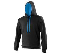 Awdis Just Hoods Varsity Hoodie Black Sapphire Blue Casual Sweatshirt Unisex