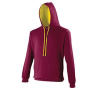 Awdis Just Hoods Varsity Hoodie Burgundy Gold Casual Sweatshirt Unisex