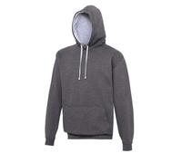 Awdis Just Hoods Varsity Hoodie Charcoal Heather Grey Casual Sweatshirt