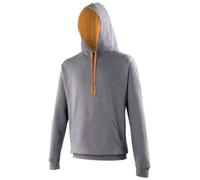 Awdis Just Hoods Varsity Hoodie Charcoal Orange Crush Casual Sweatshirt