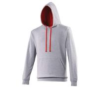 Awdis Just Hoods Varsity Hoodie - Heather Grey/Fire Red