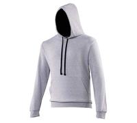 Awdis Just Hoods Varsity Hoodie Heather Grey French Navy Casual Sweatshirt