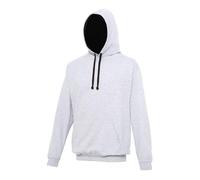 Awdis Just Hoods Varsity Hoodie Heather Grey Black Casual Sweatshirt Unisex