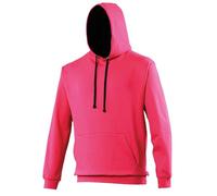 Awdis Just Hoods Varsity Hoodie Hot Pink French Navy Casual Sweatshirt