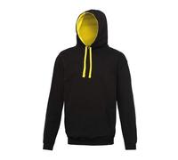 AWDis Men's Varsity Hoodie, Multicoloured (Jet Black/Sunshine Yellow), Small