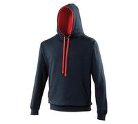 Awdis Just Hoods Varsity Hoodie French Navy Fire Red Casual Sweatshirt