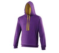 Awdis Just Hoods Varsity Hoodie Purple Sun Yellow Casual Sweatshirt Unisex