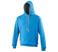 Just Hoods by AWDIS Varsity Hoodie JH003 Casual Unisex Sapphire Blue/Heather Grey XS