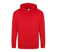 Awdis Just Hoods Zoodie Fire Red Cotton Blend Full Zip Hoodie Men Women