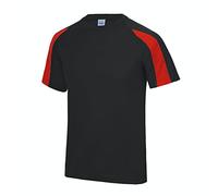 AWDis Kids Contrast Cool T Jet Black/Fire Red