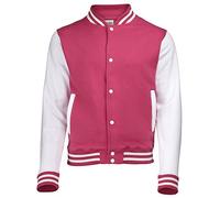 AWDis Kids Contrast Varsity Cool Colours Jacket Hot Pink/White