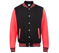 Awdis Kids Unisex Varsity Jacket / Schoolwear (9-11) (Jet Black/ Fire Red)