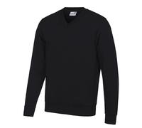 AWDis Men's Academy V Neck Jumper Sweatshirt in Black | Size: XL AWDis Black XL