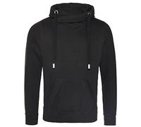 AWDis Men's Cross Neck Hoodie, Black (Jet Black), Large
