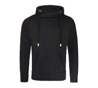 AWDis Men's Cross Neck Hoodie, Black (Jet Black), Medium