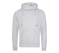 AWDis Men's Cross Neck Hoodie, Grey (Heather Grey), Medium