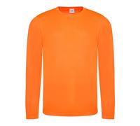 AWDis Men's Just Cool Long Sleeve Cool Sports Performance Plain T-Shirt in Burnt Orange | Size: Large AWDis Burnt Orange L