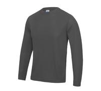 AWDis Men's Just Cool Long Sleeve Cool Sports Performance Plain T-Shirt in Charcoal | Size: Large AWDis Charcoal L