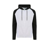 AWDis Men's Just Hoods Baseball Zoodie in Pale Grey | Size: Small AWDis Pale Grey S