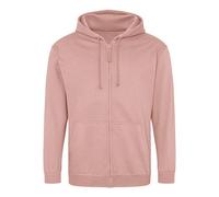 AWDis Men's Plain Hooded Full Zip Hoodie Zoodie in Dusty Pink | Size: Large AWDis Dusty Pink L