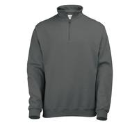 AWDis Men's Sophomore Cotton Zip Neck Sweatshirt in Charcoal | Size: XL AWDis Charcoal XL