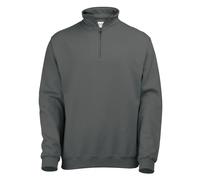AWDis Men's Sophomore Cotton Zip Neck Sweatshirt in Charcoal | Size: Small AWDis Charcoal S