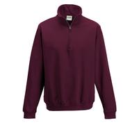 AWDis Men's Sophomore Zip Neck Sweatshirt in Burgundy | Size: Medium AWDis Burgundy M