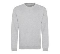 Awdis Heather Grey Sweatshirt Crew Neck Fitted Cotton Polyester Unisex