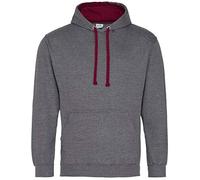 Awdis Just Hoods Varsity Hoodie Charcoal Burgundy Casual Cotton Blend Unisex