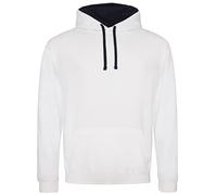 AWDis Men's Varsity Hoodie, Multicoloured (Arctic White/French Navy), X-Large