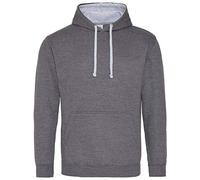 AWDis Men's Varsity Hoodie, Multicoloured (Charcoal/Heather Grey), X-Large