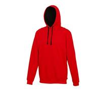 AWDis Men's Varsity Hoodie, Multicoloured (Fire Red/Jet Black), X-Large