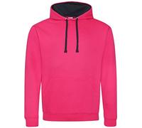 AWDis Men's Varsity Hoodie, Multicoloured (Hot Pink/French Navy), Large